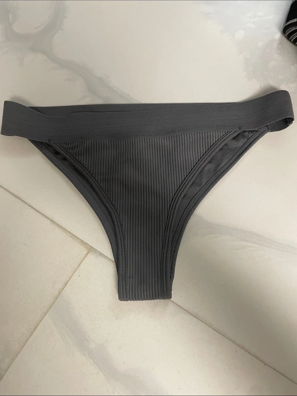 Frankie's Bikinis Ribbed Charcoal Swim Bottom